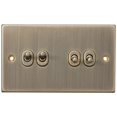 Image of KnightsBridge 10AX 4G 2 Way Toggle Switch Square Edge Antique Brass