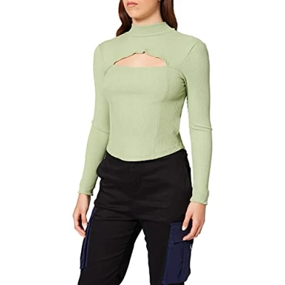 Image of NA KD Cut Out Chest Detail Top, Green, Small