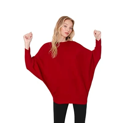 Image of Trendyol FeMan Regular fit Basic Boat Neck Knitwear Sweater Burgundy