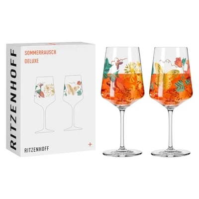 Image of RITZENHOFF Sprizz 2841020 Aperitif Glass Set of 2 500 ml Summer Rausch Deluxe Series with Colourful Collage Made in Germany