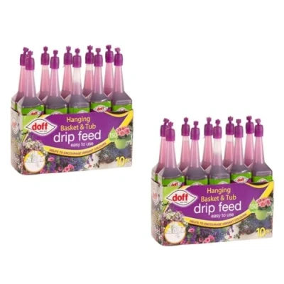 Image of HOCHSTE® Doff Hanging Basket &amp; Tub Drip Feeders 10pk Pre Filled, Mess Free Plant Food Solution for Healthy Growth, Vibrant Blooms 150 Days Feeding Purple 2 Pack (20 Pieces)