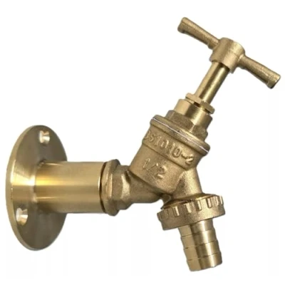 Image of TC Outside Garden Hose Union Bib Tap Kit 1/2&quot; with Brass Wall Plate Flange Boss
