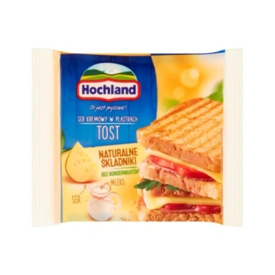 Image of Hochland Sliced Plain Toast Cheese (Topiony Plastry Tost) 130gr x 10 pack