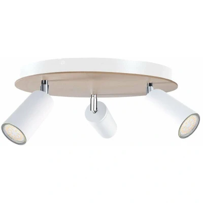 Image of Eye Ceiling Spotlight Clusters White, Wood, 31cm, 3x GU10