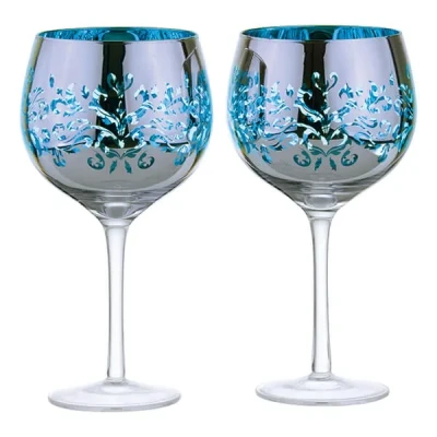 Image of Artland Filigree Gin Glasses Blue Set of 2