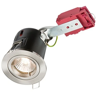 Image of KnightsBridge GU10 50W 230V LED Compatible IC Fire Rated Fixed Downlight Brushed Chrome