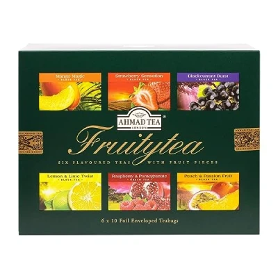 Image of Ahmad tea Gifts Fruit Selection Pack Black teas, Green teas Perfect gift 60 Teabag Sachets 6 Flavours