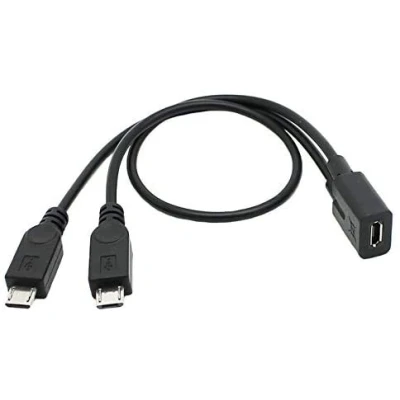 Image of innov8 Micro USB 5Pin Female to Dual 2 x Male Y Splitter Charging Extension Cable for Galaxy S5 i9600 S4 I9500 Note2 N7100 S3 I9300 S2 9100 0.3m