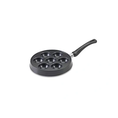 Image of Nordic Ware Danish Ebelskiver Pan, Cast Aluminium Pancake Frying Pan for 7 Pancakes, Mini Maker, Colour: Black