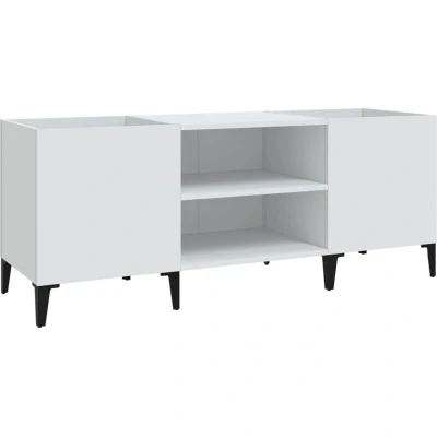 Image of vidaXL White Record Storage Cabinet Engineered Wood LP Album Organizer Ideal for DJs and Audiophiles Living Room, Bedroom, Office Furniture