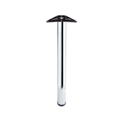 Image of Centurion Worktop Breakfast Bar Leg, Polished Chrome, Adjustable Foot, 60mm Diameter, L870mm