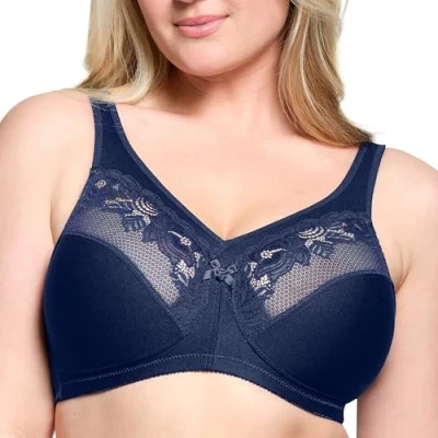 Image of Glamorise Full Figure Plus Size MagicLift Minimizer Bra Wirefree #1003 Blue