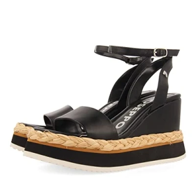 Image of GIOSEPPO Women&#039;s Arniquet Wedge Sandal, Black/White, 7.5 UK