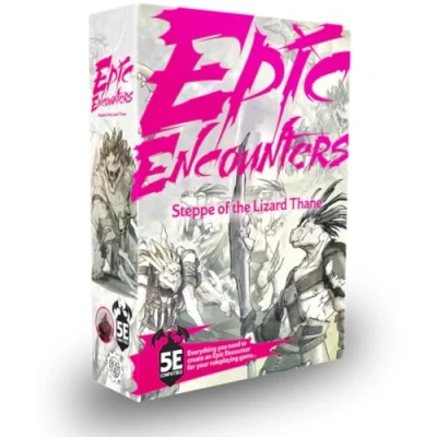 Image of Epic Encounters: Steppe of the Lizard Thane RPG Fantasy Roleplaying Tabletop Game with 20 Detailed Miniatures, Double Sided Mat, &amp; Master Adventure Book Monster Stats, 5E Compatible