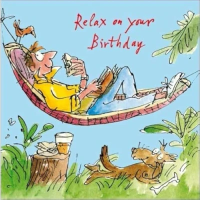 Image of Male Birthday Card Quentin Blake Man Lying in Hammock (WDM5999)