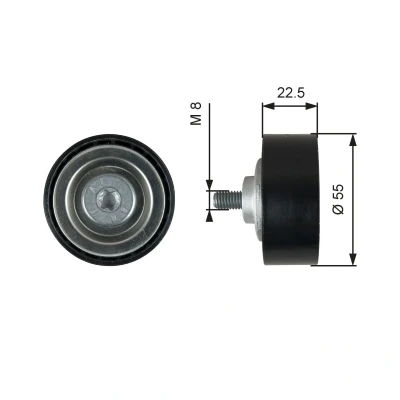 Image of 16630WA010 Idler Pulley GATES T36767 PowerGrip TOYOTA: Avensis III Saloon, Estate, Verso, MINI: Countryman, Hatchback, Convertible