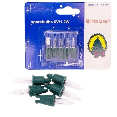 Image of Christmas Concepts® Pack of 4 Clear Push in Spare Bulbs &amp; 1 Fuse Bulb 6v 1.2w Replacement