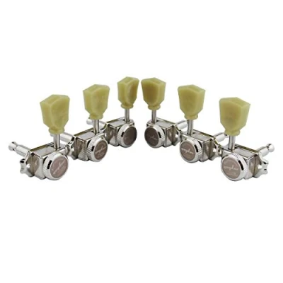 Image of Guyker 3x3 Vintage Style Locking Guitar Machine Heads 1:15 Ratio Lock String Deluxe Tuning Key Pegs Tuners Set Replacement for Electric, Acoustic or Folk Guitars nickel