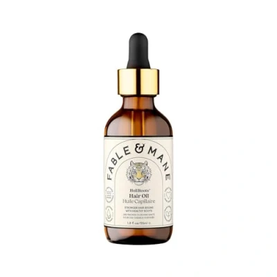 Image of Fable &amp; Mane HoliRoots Hair Oil, Strengthens Dry, Damaged and Scalp. Pre Wash Oil Treatment Repairs with Ashwagandha, Amla Castor