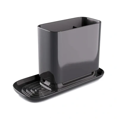 Image of Zeal Worktop Sink Tidy Organiser, Cutlery and Utelsil Pot Drainer, Dark Grey
