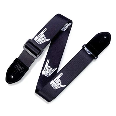Image of Levy&#039;s Leathers 2&quot; Polyester Guitar Strap Heavy Metal Design; Black and White MP2 006