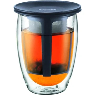 Image of Bodum Tea for One Glass with Infuser 0.35 L, Black Infuser, 1 Pack