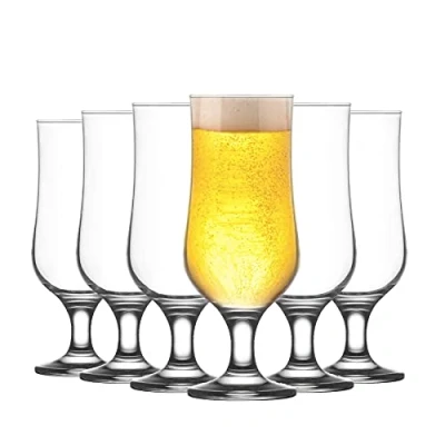 Image of LAV 12x Clear 385ml Nevakar Craft Beer Glasses Small Tulip Shaped Lager Ale Cider Drinking Half Pint Glass Goblet Cup Set with Stem