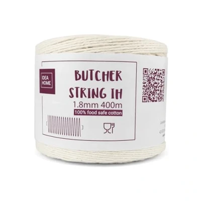 Image of IDEA HOME Butchers String for Cooking Meat 400m Twine 1.8mm Cotton the Kitchen, Food Safe, Suitable Poultry, Sausages, DIY, Handicrafts and Decorating