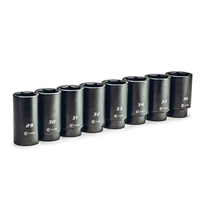 Image of Capri Tools 1/2 in. Drive Jumbo Deep Impact Socket Set, 29 to 36 mm, Metric, 8 Piece