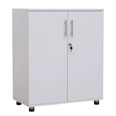 Image of Storage Cabinet Cupboard File Organiser Wooden Filing for Home, Office, Garage, Shoe Storage, Tool Garage Adjustable Shelf White