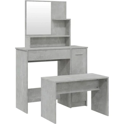Image of vidaXL Dressing Table Set Concrete Grey 86.5x35x136 cm