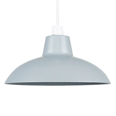 Image of MiniSun Retro Style Gloss Grey Metal Easy Fit Ceiling Pendant Light Shade