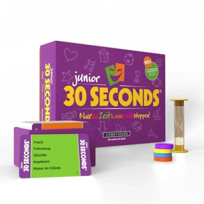 Image of DENKRIESEN 30 Seconds® Junior Only time can stop you Ages 7+ 3+ players Party games for the whole Family 16+ possible