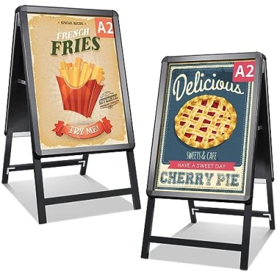 Image of NewZeal A2 A Board Pavement Sign Double Side Poster Holder Stand Aluminium Display with Snap Frame for Outdoor Advertising, Black