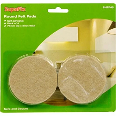 Image of Round Laminate and Wood Floor Furniture Felt Guard Pads Pack of 4 75mm