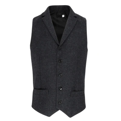 Image of Premier Mens Herringbone Waistcoat (Dark Grey) Size X Small
