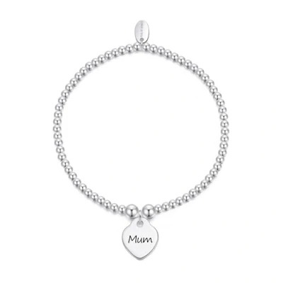 Image of Philip Jones Mum Heart Charm Beaded Stretch Bracelet