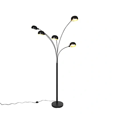 Image of Qazqa Design Floor lamp Black 5 Light Sixties Suitable for LED E14 Steel Living Room I