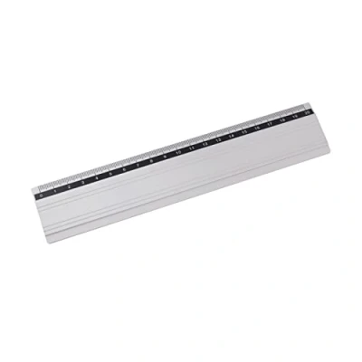 Image of D.RECT 20cm Aluminium Ruler with Handle Bar School Office Home Silver