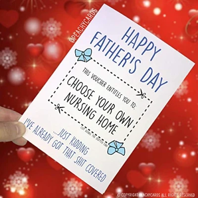 Image of Funny Father&#039;s Day Card for Dad Novelty Fathers Card, Cards Him Joke Voucher Nursing Home PC261