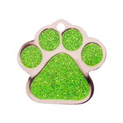 Image of BWM Fashion Personalized Pet ID Tags Dog Tag for Pets Laser Engraved &amp; Personalised Dogs Cats Durable, Strong Deeply Small Paw Print, Green