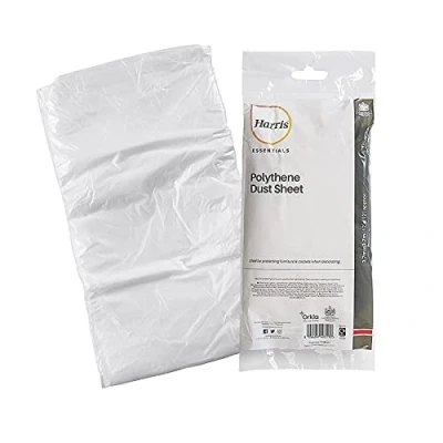Image of Dust Sheets 2 Packs Painting and Furniture Protection Floor Polythene Sheeting Waterproof Decorating Covering Sheet 12 x Inch (3.7m 3.7m)