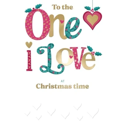 Image of to The One I Love Festive Cheer Heart Bauble Christmas Greeting Card XFC039