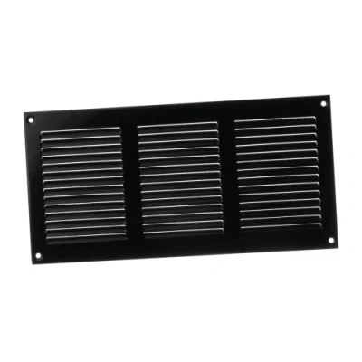 Image of EUROPLAST 300x150mm / 12x6&quot; inch Black Metal Air Vent Grille Cover with Insect Mesh Ventilation