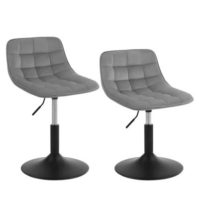 Image of WOLTU Dressing Stool Swivel Velvet Modern Breakfast Dining Chair Rotatable for Kitchen Counter Clinic, Light Grey Bar Stool, Adjustable Gas Lift(38 49,5cm) BH300hgr 2 UK