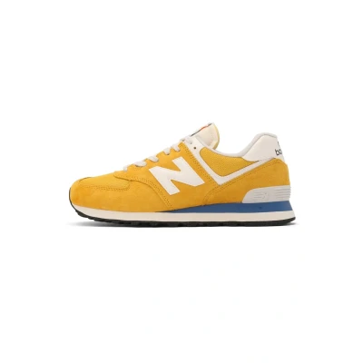 Image of New Balance U574 Trainers, Size: 7, Orange white blue Leather and textile