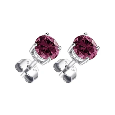Image of Philip Jones Sterling Silver Purple Earrings Created with Zircondia® Crystals