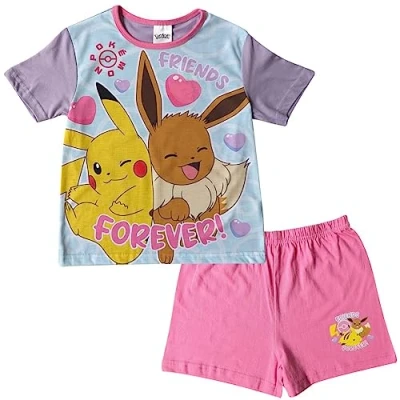 Image of Pokémon Girls Pokemon Short Pyjamas Pikachu Nightwear (Pokemon Shorty, 9 10 Years)
