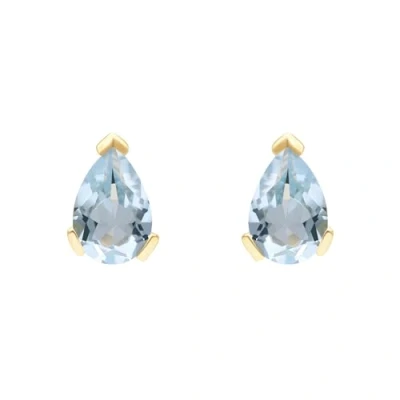 Image of Ivy Gems 9ct Yellow Gold Blue Topaz Tear Drop Small Stud Earrings