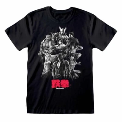 Image of Heroes Inc. Tekken Black Tshirt for Men, 100% Cotton, Sweater, Front Print T Shirt of the protagonists Video Game., Black, L